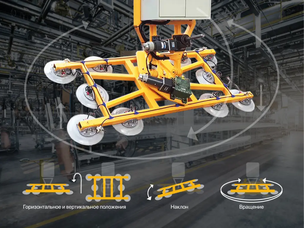 наклон и вращение вакуумной траверсы наклон и вращение вакуумной траверсы